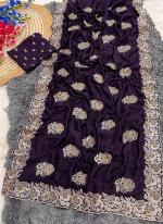 Blooming Vichitra Purple Festival Wear Zari Work Saree